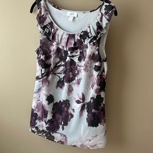 Loft purple and grey floral blouse shell